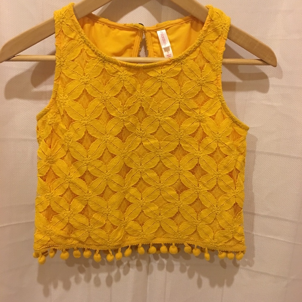 Golden Floral Crochet Crop Top